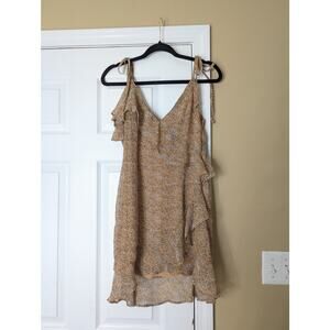 Bandit And The Babe Leopard Print Tie Strap Ruffle Mini Dress- Size Small Slip